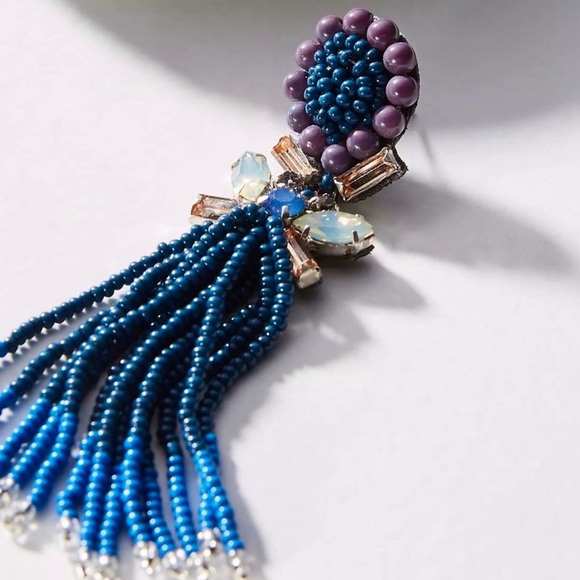 NWT Anthropologie Deepa Crystal Beaded Fringe Earrings - Picture 10 of 11